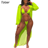 Green Sexy Bikini Set Beach Wear Cover Up Swimwear Women Bandage Swimsuit Female Brazilian Bathing Suit Summer