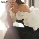Elegant Dress Women Slash Neck Puff Sleeve Spring Summer Vintage Party Dresses Women Clothing Runway Design Ruffles