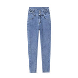 Astetic Skinny Stretch Warm Fleece Jeans High Waist Woman Pencil Pants Streetwear Denim Trousers Vetement Femme Winter