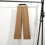 Simple Splicing Loose Short-Sleeved Knitting Top High Waist Thin Leg Pants Two