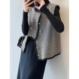 Women's Row Buckle Diagonal Stripe Vest Fall/Winter 2022 New Loose