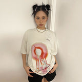 Y2k Aesthetics T-shirt Grunge Print Harajuku Short Sleeve Tee Shirt Korean Fashion Oversized Tops 00s Punk
