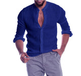 Explosion Autumn/Winter V-Neck Linen New Cardigan Long-Sleeved Men's