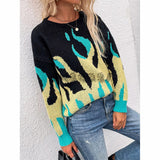Pullover Women Flame Knitted Long Sleeve Sweaters Ladies Autumn Winter Harajuku Casual Oversized Jumper Loose Streetwear