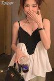 Tanks Crop Top Women Fashion Summer Vest Patchwork Sexy Sling Y2k Tops 2023 Ropa Mujer Sweet Ruffles Loose Camis