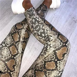 Women Pants Skinny Snake Skin Printed High Waist Pencil Pants Long Leggings Slim Stretch Ladies Trousers Women