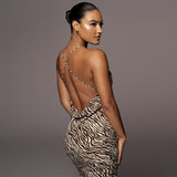Straps Backless Zebra Print