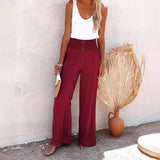 New Women's High-Waisted Long-Term Cotton-Sight Broad-Legged Trousers Loose And Relaxed Casual Broad-Legged