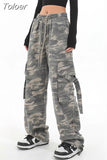 Y2K Cargo Camouflage Pants Women Streetwear Loose Wide Leg Pants American Style Casual All Match Female Hip Hop