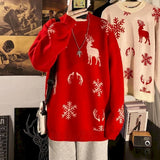 Christmas sweater pullover long-sleeved oversized men sweater couple autumn winter elk knit Hong Kong women's streetwear