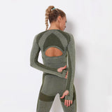 Long Sleeve Running Shirts Sexy Exposed Navel Workout T-shirts Solid Sports Shirts Quick Dry Fitness Gym Crop