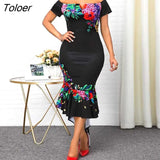 Dress Women Elegant Sexy Dress Short Sleeve Floral Print Off Shoulder Bodycon Dresses for Party Female