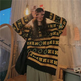 Striped Women Sweater Pullover Tops Autumn Winter Thick Loose Long-Sleeved Round Neck Harajuku Street Style Sweater
