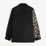 ZANZEA Autumn Women Full Sleeve Blouse Blusa Leopard stitching Lapel Chemise Bohemian Fashion Elegant Work OL Party Retro