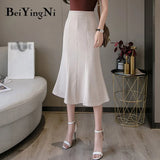 Woman's Skirt 2020 Casual Package Hip High Waist Office Work Wear Mermaid Skirts Womens Black Saia Midi Mujer