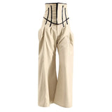 High Waist Shaped Pleated Long Wide Leg Apricot Trousers New Loose Fit Pants Women Fashion Tide Spring Autumn 2023
