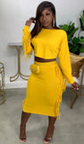 Casual Tassel Crop Top and Pencil Skirt