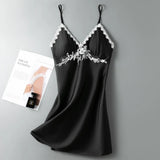 Sexy Lace short Pajama Dress women Satin short dress ladies V neck dress White mini dress Summer vestidos dress