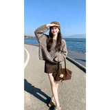 Korean New Lazy Style Retro Knitted On The Female Leopard Dress Autumn And Winter Fashion