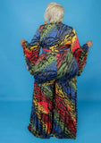 Printed Formal V-neck Full Sleeves Belted Loose Plus Size