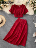 Female Suit 2022 New Single Breasted Slim Wasit Tops and Half-length Skirt Two Piece Sets Womens Outfits