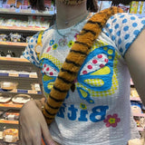 Y2k Aesthetics Crop Top Japanese Harajuku Short Sleeve T-shirt Fairycore Kawaii Tops 00s E-girl Cute Tshirt Fairy