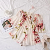 Women Halter Floral Playsuits Holiday flower overalls bohemian off shoulder beach jumpsuits wide leg chiffon