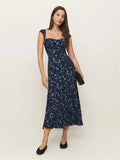 New Women's Fashion Elegant French Vintage Flower Printed