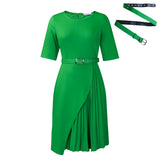 Women's Pure Color Fashion Temperament Five-Sleeve High-Waisted Folding High-Rise