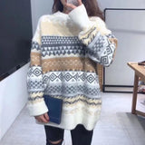 Pullovers Women Vintage Loose Casual Sweaters Geometric Female Harajuku Korean Fashion Womens Striped Sweater Streetwear