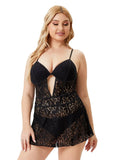 Strap Solid Lace Plus Size One Piece