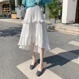 Irregular Women Skirt 2020 New Fashion Sexy Skirts Ladies Casual Elastic Midi Pleated Skirt Korean Elegant