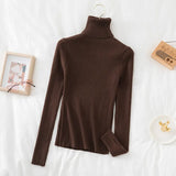 Women's Turtleneck Autumn and Winter Thicken Sweater Fashion 2021 Casual Pullover Knitted Jumper Striped Vintage Sweater