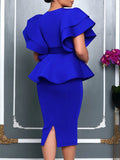 Women's Fashion Elegant Lotus Leaf Side Dress Women's Dress African
