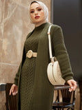 Dress New Season Autumn Winter 2 Piece Hijab Knitwear Suit Islamic Muslim Clothing Long Cardigan Model Made in