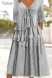 Dress Women 2023 Spring Drawstring Irregular Long Sleeve Spring Lace Up Long Dresses V-neck Boho Streetwear