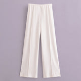 Sports Solid Suit 2025 Spring Double-Sided Cloth Collar Collar Jersey Elastic High-Waisted Trousers