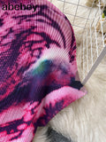 Vacation Beach 2pcs Set Women Floral Printed Short Sleeve Tops And High Waist Pleated Long Skirt Suit Spring