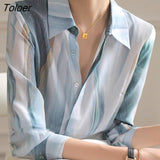 Elegant Chiffon Blouse Women Tops Long Sleeve Vintage Satin Blouses Women Fashion Autumn Casual Loose Silk Shirt