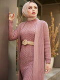 Dress New Season Autumn Winter 2 Piece Hijab Knitwear Suit Islamic Muslim Clothing Long Cardigan Model Made in