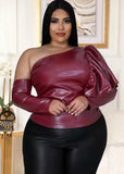 Leather Sexy Slash Shoulder Plus Size Party