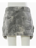 Fashion Three-dimensional Zipper Pocket Skirt Camouflage Low Waist Mini Denim Skirts With Belt Summer 2023 New