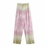 Bohemian Tie Dye Satin Pants Summer Oversize Casual Beach Pantalones De Mujer Baggy Trousers Za 2021 Women Bottom