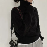 Dark Academia Half Zip Up Cable Knit Sweater-Outfit