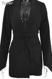 Casual Black Lace Up Patchwork Belt Female Blazers Notched Long Sleeve Korean Slim Women's Jackets Spring 2023 Fashion
