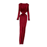 Women's Autumn And Winter 2025 New Korean Version Of Simple Solid Color Long Sleeves Tight Waist Thin Knit Long