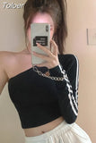 Ropa Mujer Sexy Tshirts Women Off Shoulder Long Sleeve Tunic Black Tees Chic Casual T Shirt Summer Harajuku Y2k Crop