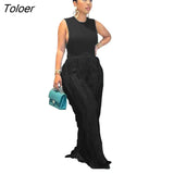 2022 New Design Sleeless Bosysuit and Tassel Pants Set Two Piece Set Fringe Wide Leg Trousers Summer Spring Matching
