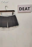 Fashion Women Mini Skirt Low Elastic Folds Contract Color Zipper Spliced Slim Cotton Skirts Summer 2023 New Tide