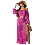 Toloer New Women's Casual Netted Fram Beach Dress 2 Sets-Outfit